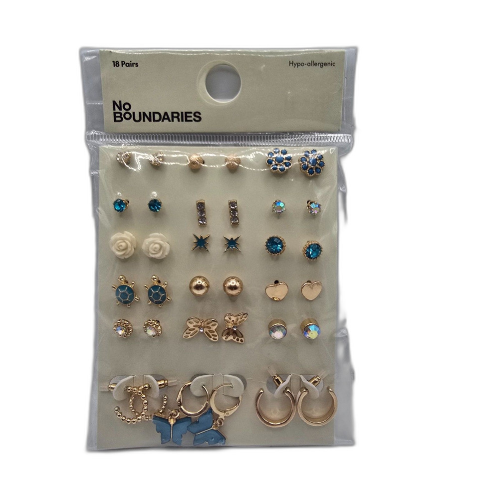 No Boundaries 18-Pair Hypoallergenic Earring Set - New, Sealed